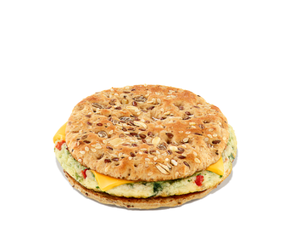 A veggie egg white and sausage sandwich